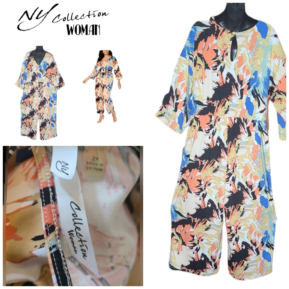 NOTATIONS NY COLLECTION WOMAN TIE FRONT JUMPSUIT - Picture 3 of 7
